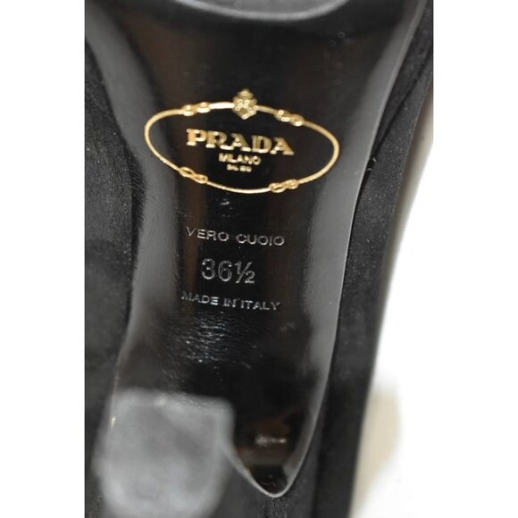 PRADA Peep Toe Suede Heels for sale | eBay $950 PRADA PEEP TOE SUEDE BLACK CONE HEEL PLATFORM PUMP 36.5 (MG19)